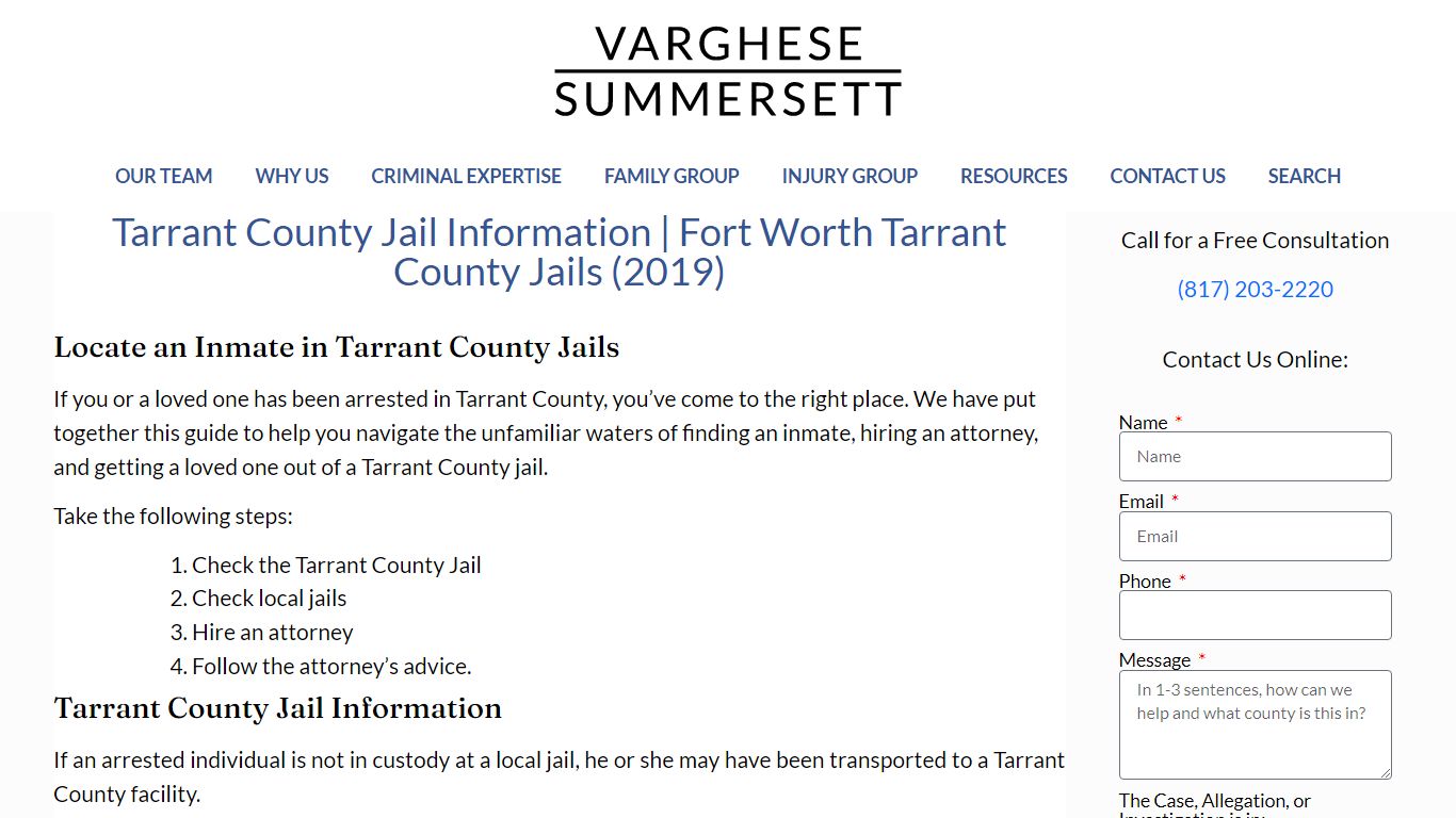 Tarrant County Jail Information | Fort Worth Tarrant County Jails (2019)